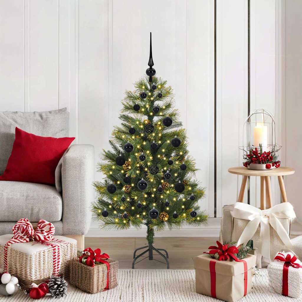 Sapin de Noël artificiel avec branches pliables et cônes 120 cm