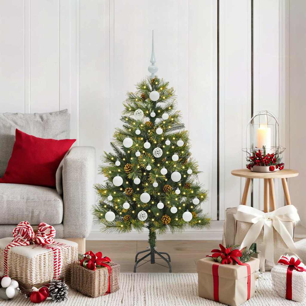 Sapin de Noël artificiel avec branches pliables et cônes 120 cm