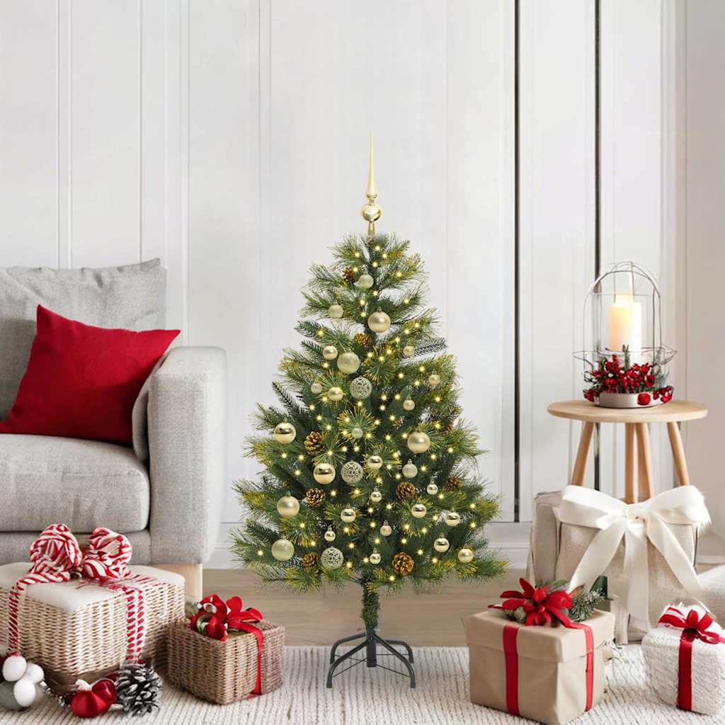 Sapin de Noël artificiel avec branches pliables et cônes 120 cm
