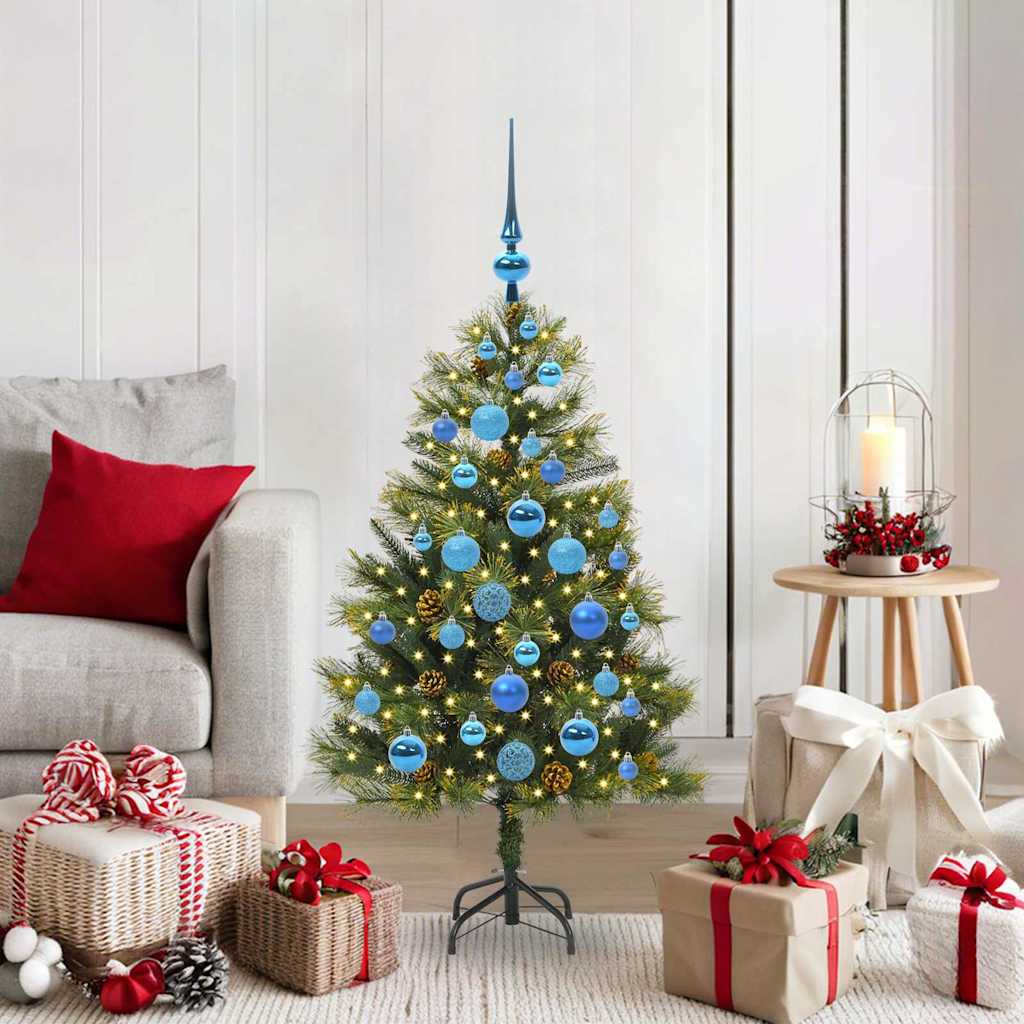 Sapin de Noël artificiel avec branches pliables et cônes 120 cm