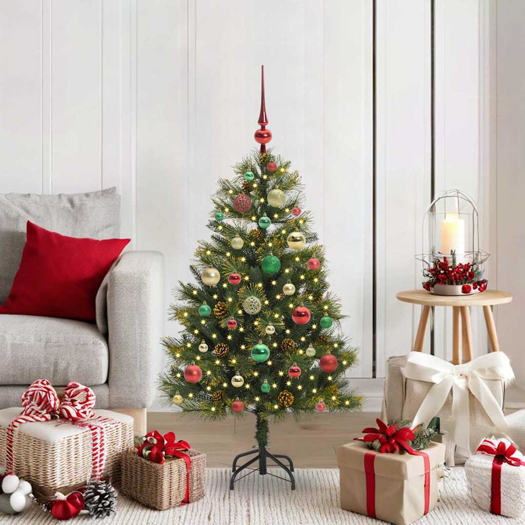 Sapin de Noël artificiel avec branches pliables et cônes 120 cm