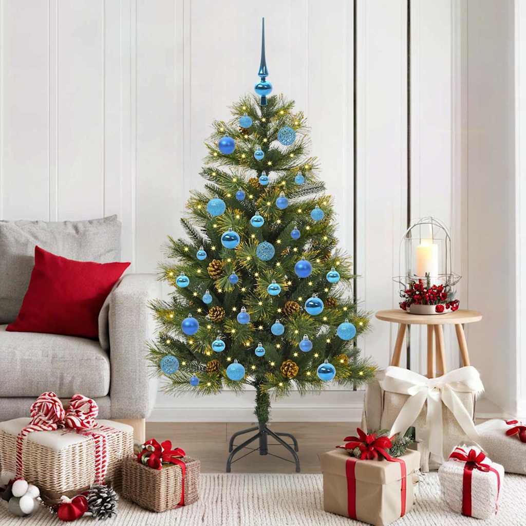 Sapin de Noël artificiel avec branches pliables et cônes 150 cm