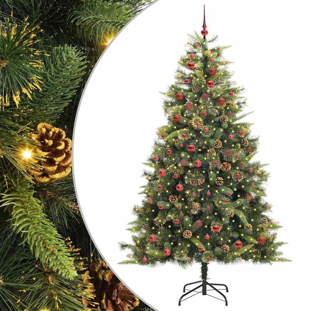Umjetno zložljivo božićno drevo s stožci Zelena 210 cm