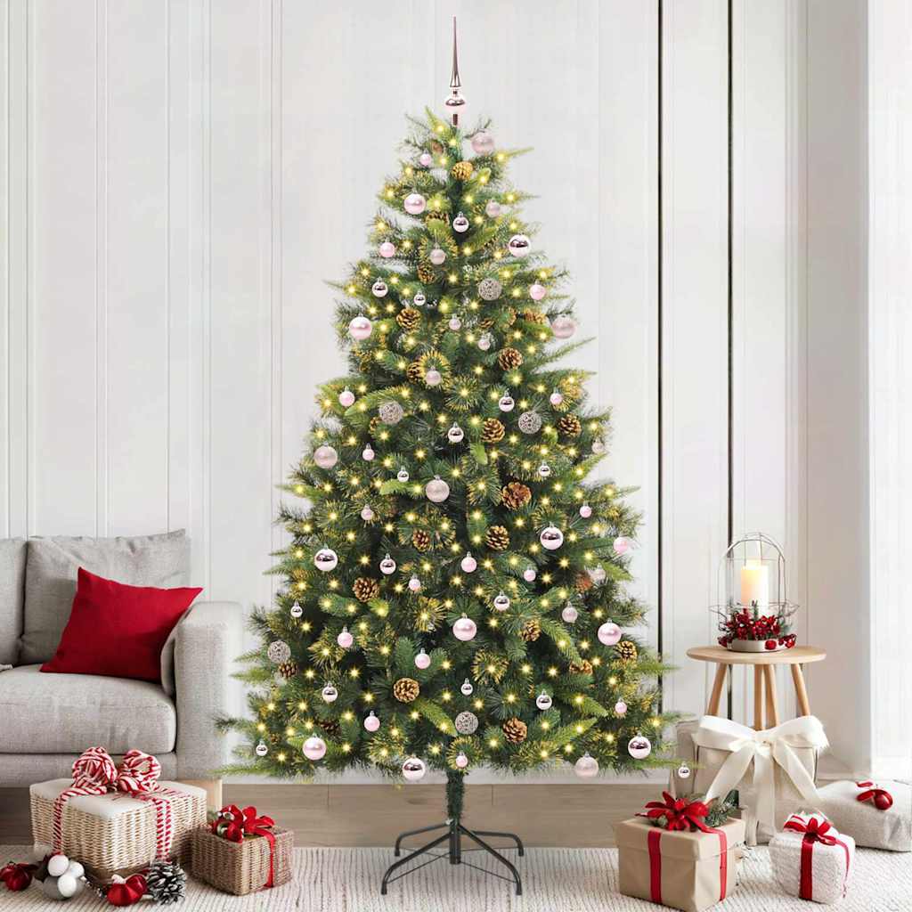 Sapin de Noël artificiel avec branches pliables et cônes 240 cm