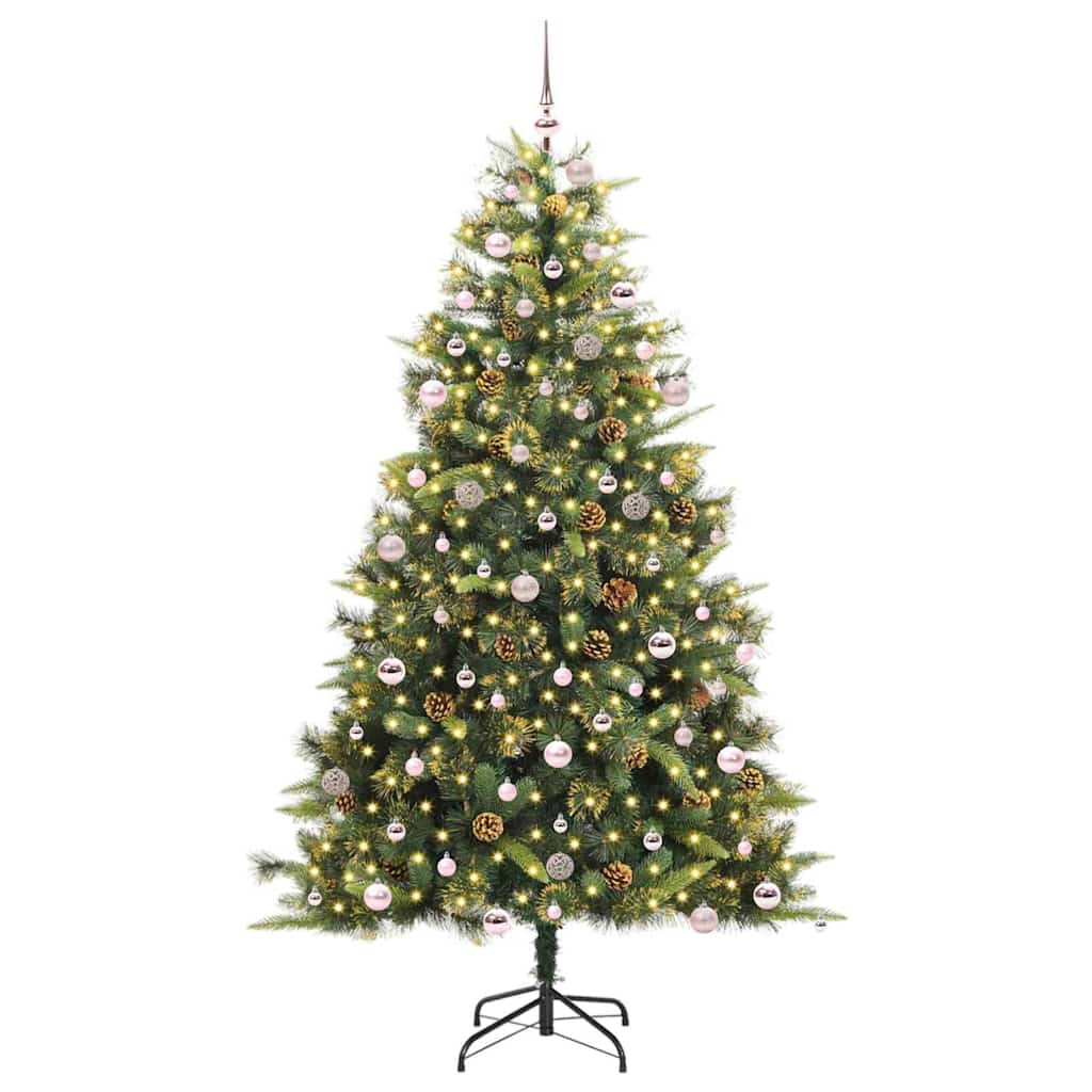 Thumbnail - vidaXL Künstlicher Klapp-Weihnachtsbaum mit Tannenzapfen Grün 240 cm