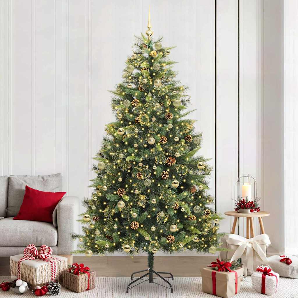 Sapin de Noël artificiel avec branches pliables et cônes 240 cm
