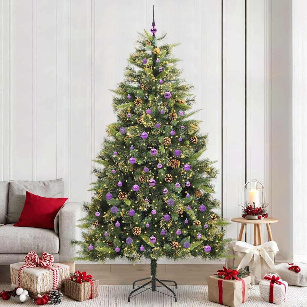Sapin de Noël artificiel avec branches pliables et cônes 240 cm