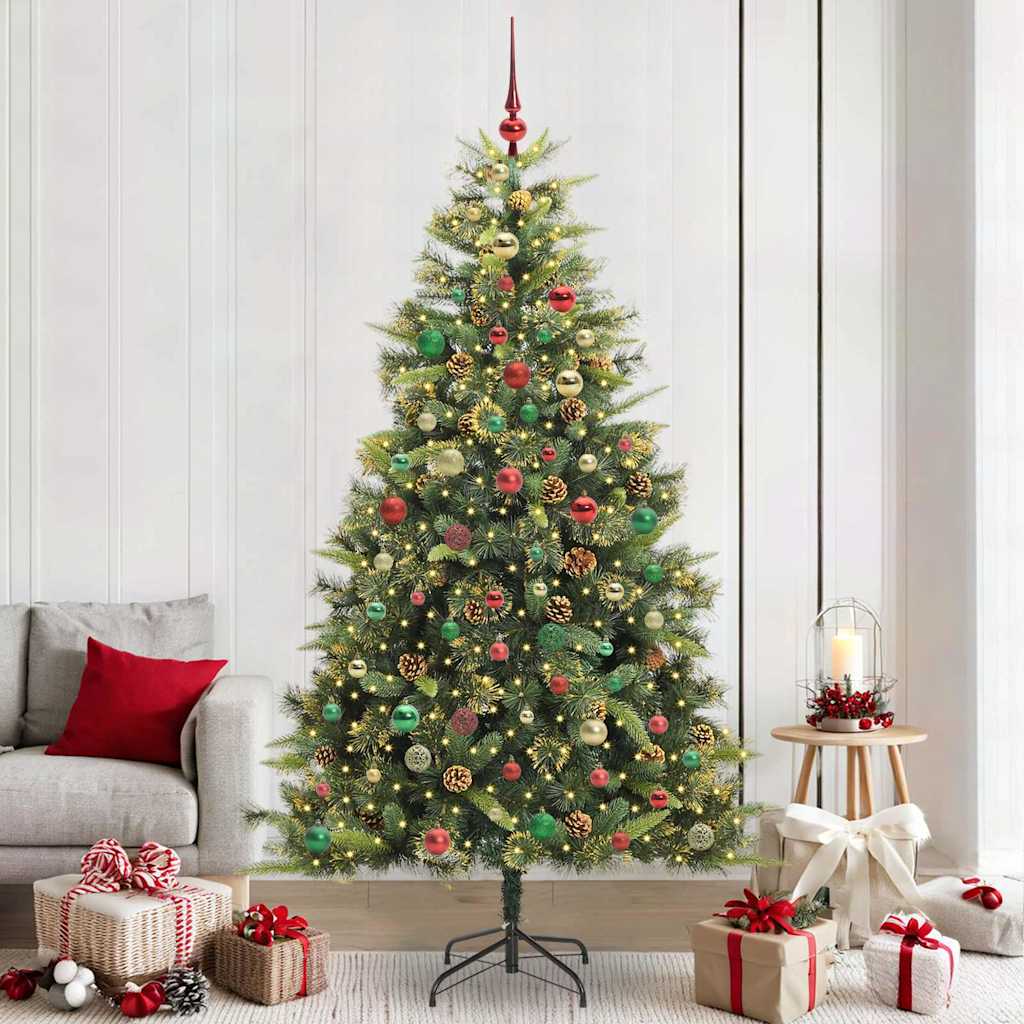 Sapin de Noël artificiel avec branches pliables et cônes 240 cm