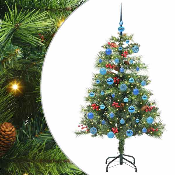 vidaXL Tehisj&otilde;ulupuu 150 LED-i Soe valge PVC ja metall Roheline