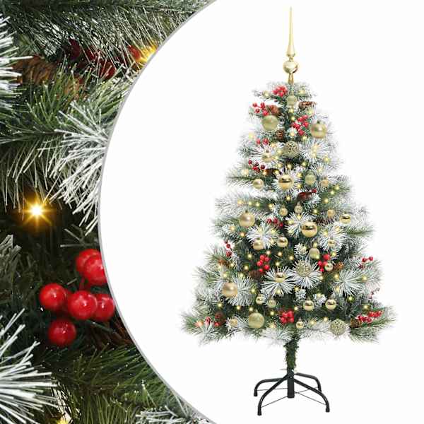 vidaXL Tehisj&otilde;ulupuu Roheline ja valge 120 cm PVC, metall ja plastik