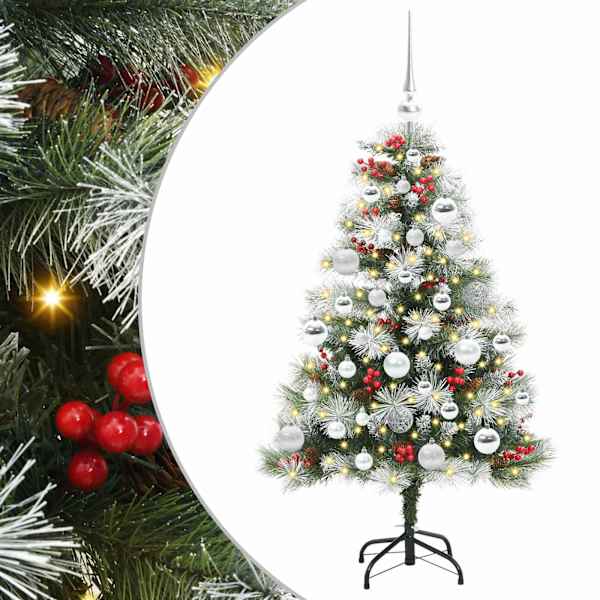 vidaXL Tehisj&otilde;ulupuu Roheline ja valge 120 cm PVC, metall ja plastik