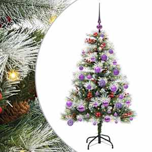 vidaXL Tehisj&otilde;ulupuu Roheline ja valge 120 cm PVC, metall ja plastik