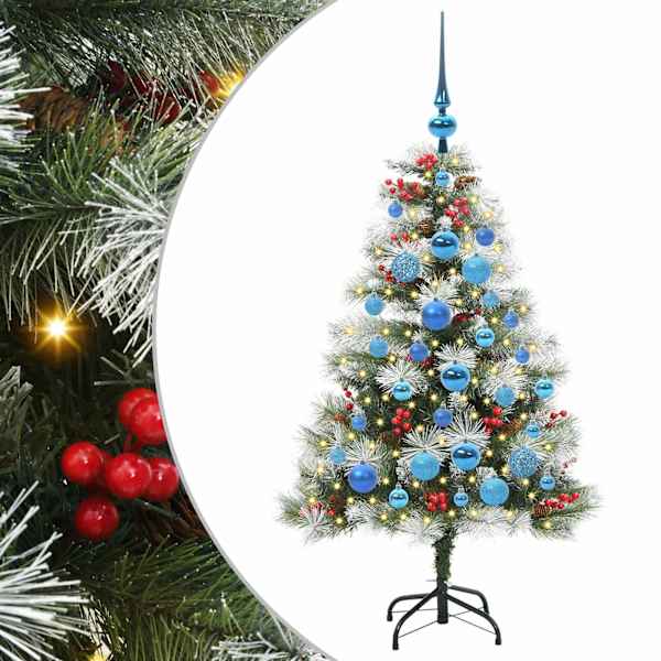 vidaXL Tehisj&otilde;ulupuu Roheline ja valge 120 cm PVC, metall ja plastik