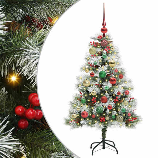 vidaXL Tehisj&otilde;ulupuu Roheline ja valge 120 cm PVC, metall ja plastik
