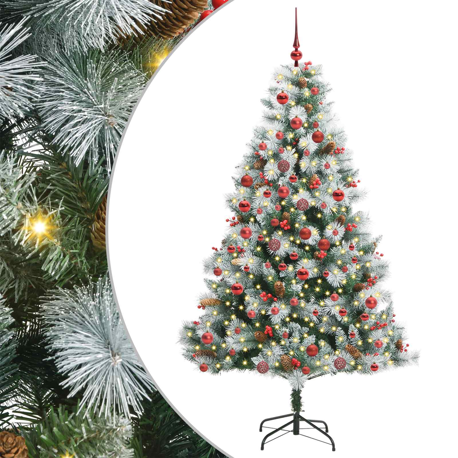 Umestno božično drevo z LED lučmi Zelena in bela 180 cm