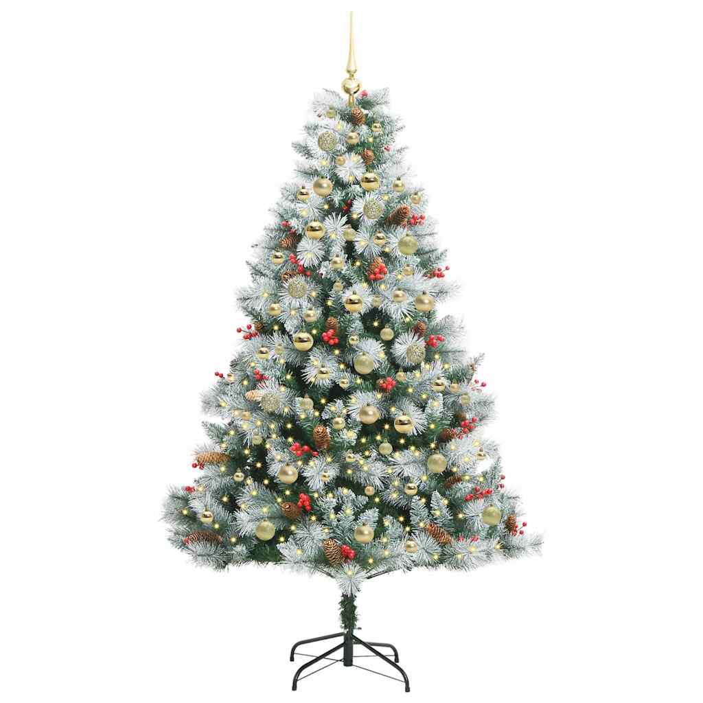 Umestno božično drevo z LED lučmi Zelena in bela 180 cm