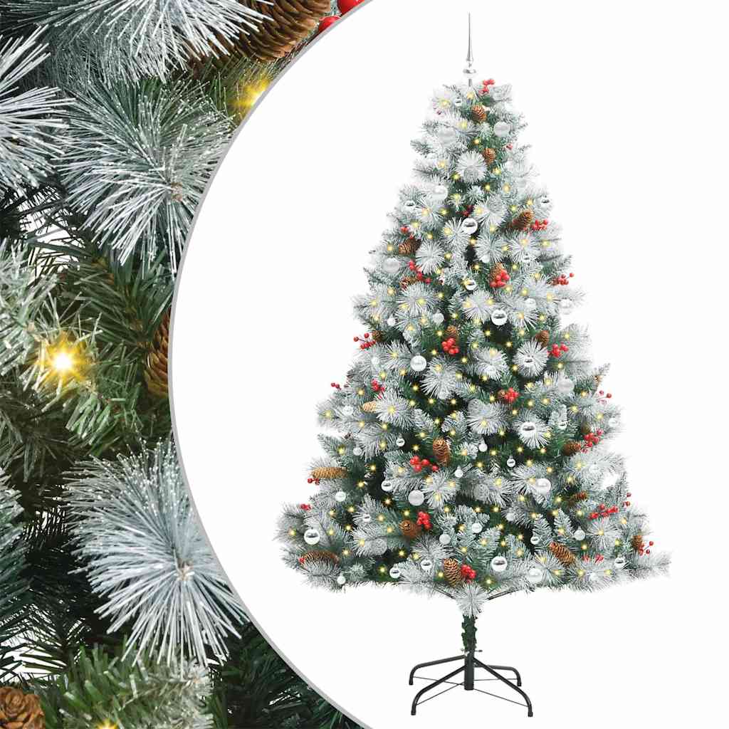 Umestno božično drevo z LED lučmi Zelena in bela 240 cm
