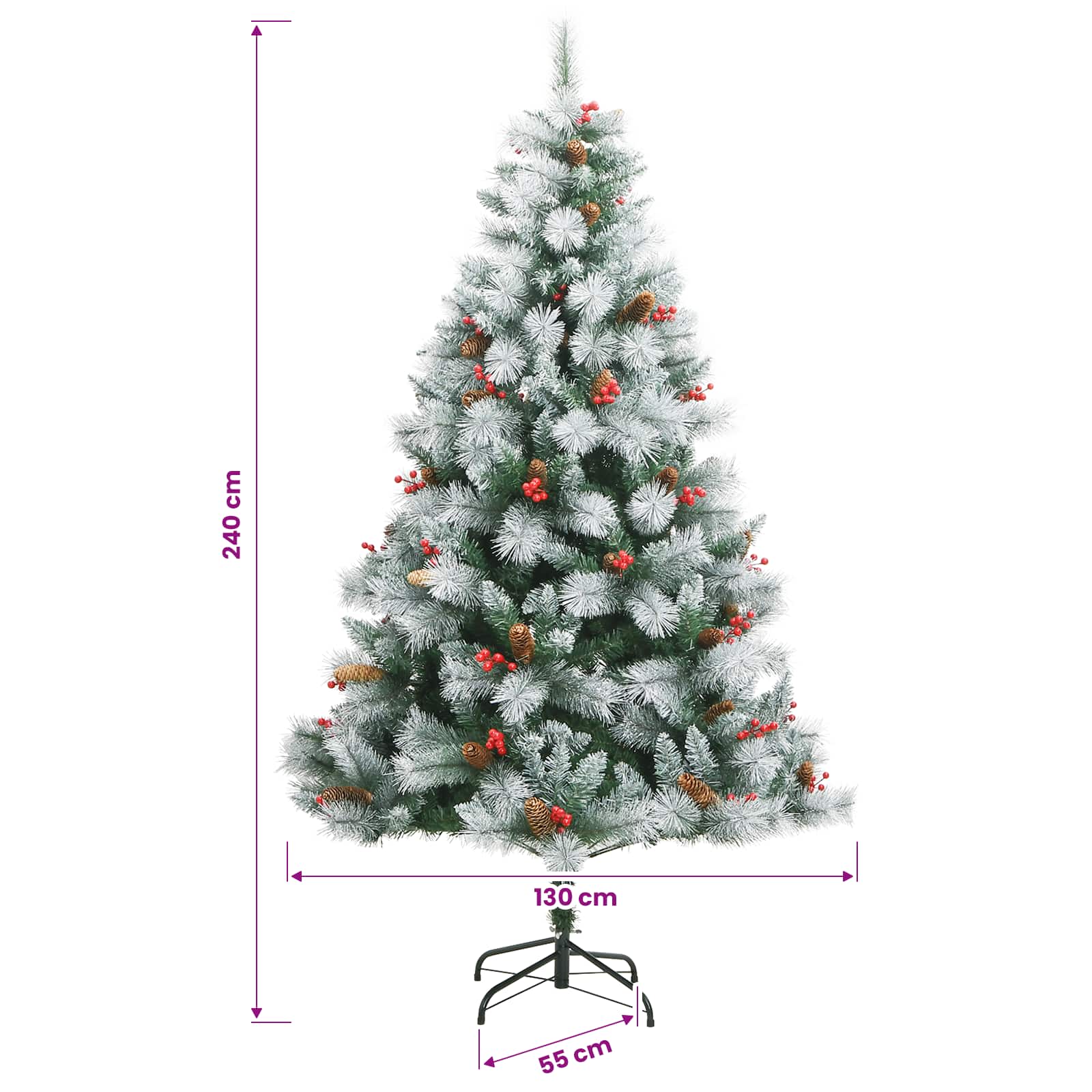 Umestno božično drevo z LED lučmi Zelena in bela 240 cm