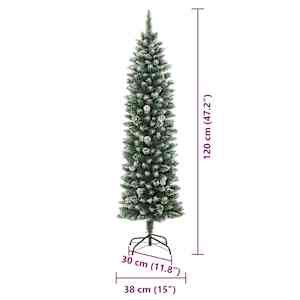 Umělý štíhlý vánoční strom s stojanem Zelená a bílá 120 cm - obrázek 18