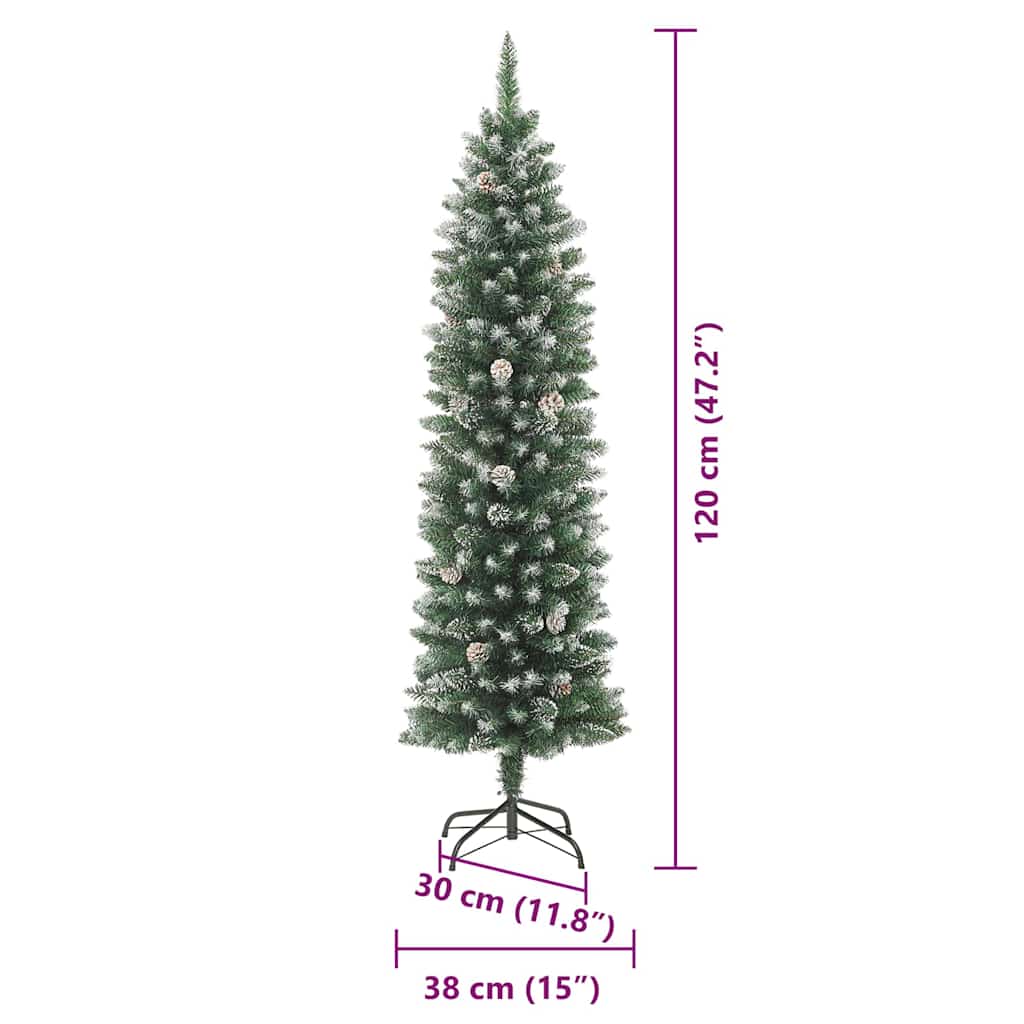 Umělý štíhlý vánoční strom s stojanem Zelená a bílá 120 cm - obrázek 19