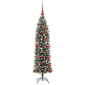 Umělý štíhlý vánoční strom Zelená a bílá 120 cm - obrázek 4