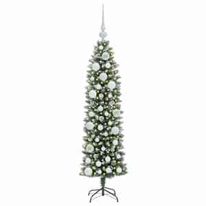 Umělý štíhlý vánoční strom Zelená a bílá 120 cm - obrázek 3