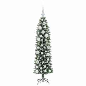 Umělý štíhlý vánoční strom Zelená a bílá 120 cm - obrázek 4