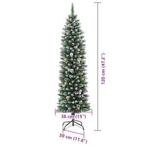 Umělý štíhlý vánoční strom Zelená a bílá 120 cm - obrázek 15