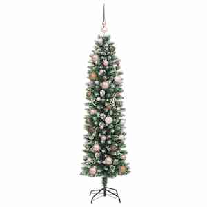 Umělý štíhlý vánoční strom s stojanem Zelená a bílá 150 cm - obrázek 4