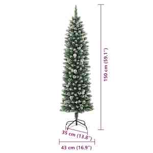 Umělý štíhlý vánoční strom s stojanem Zelená a bílá 150 cm - obrázek 18