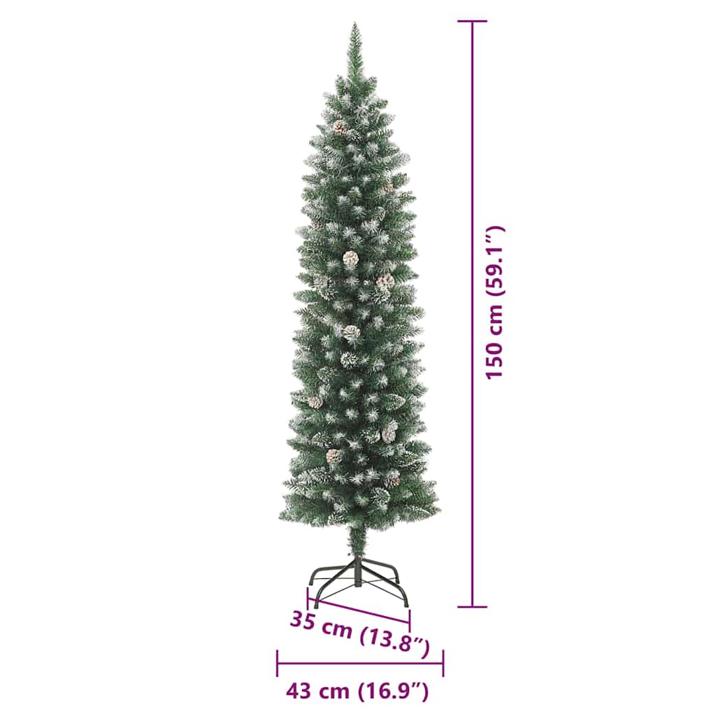 Umělý štíhlý vánoční strom s stojanem Zelená a bílá 150 cm - obrázek 19