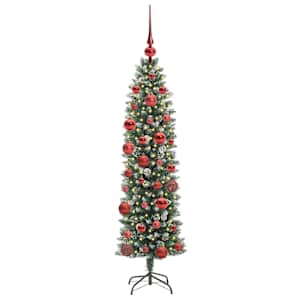 Umělý štíhlý vánoční strom Zelená a bílá 150 cm - obrázek 3