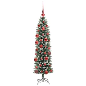 Umělý štíhlý vánoční strom Zelená a bílá 150 cm - obrázek 4