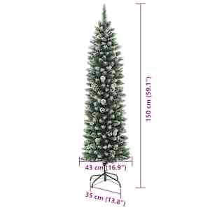 Umělý štíhlý vánoční strom Zelená a bílá 150 cm - obrázek 15