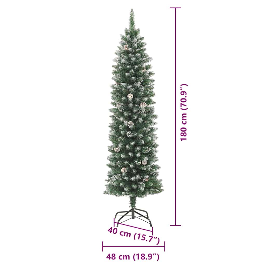 Umělý štíhlý vánoční strom s stojanem Zelená a bílá 180 cm - obrázek 19