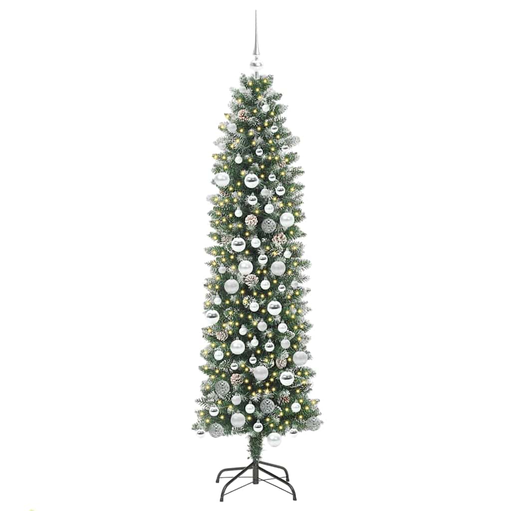 Thumbnail - vidaXL Künstlicher schlanker Weihnachtsbaum Grün und Weiß 180 cm