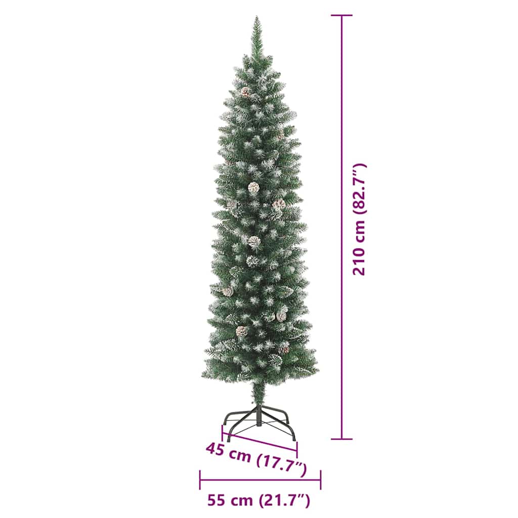 Umělý štíhlý vánoční strom s stojanem Zelená a bílá 210 cm - obrázek 19