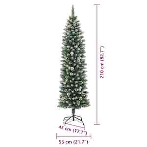 Umělý štíhlý vánoční strom s stojanem Zelená a bílá 210 cm - obrázek 19