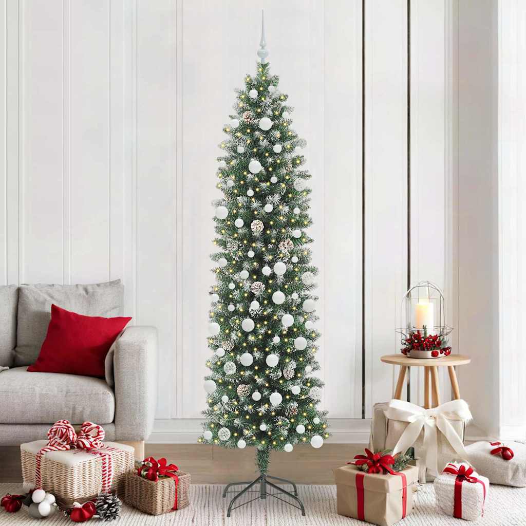 Image of Albero di Natale Artificiale Sottile Verde e bianco 210 cm 3395308
