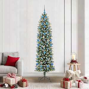 Umetno vitko božično drevo med 300 LED Zelena in Bela 210 cm