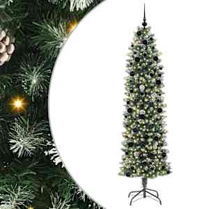 Umělý štíhlý vánoční strom Zelená a bílá 240 cm - obrázek 2