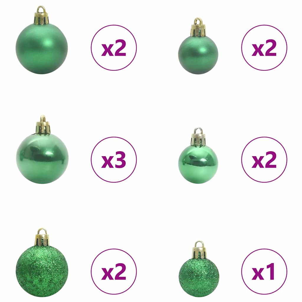 Sapin de Noël artificiel pré-éclairé avec set de boules Vert – Image 5
