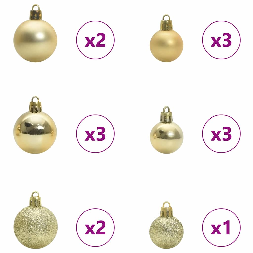 Sapin de Noël artificiel pré-éclairé avec set de boules Vert – Image 8