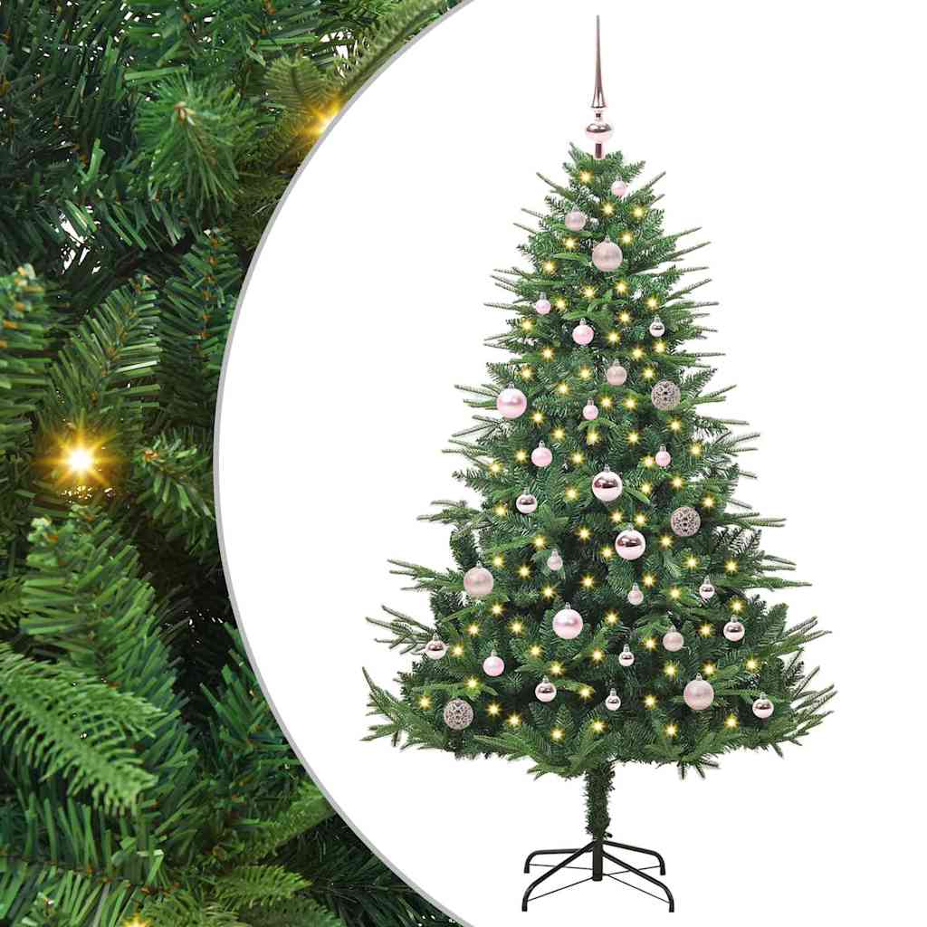 Sapin de Noël artificiel pré-éclairé avec set de boules Vert