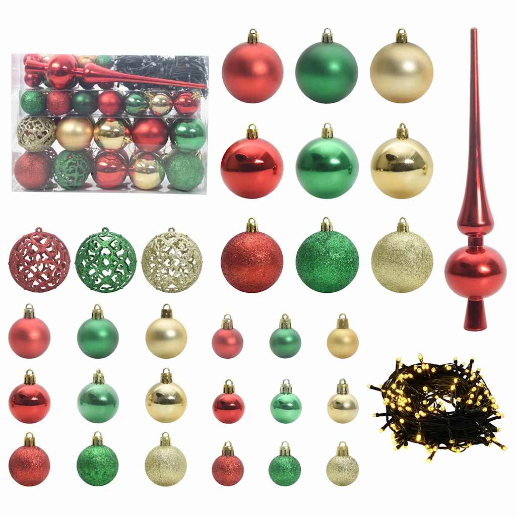 Sapin de Noël artificiel pré-éclairé avec set de boules Vert – Image 10