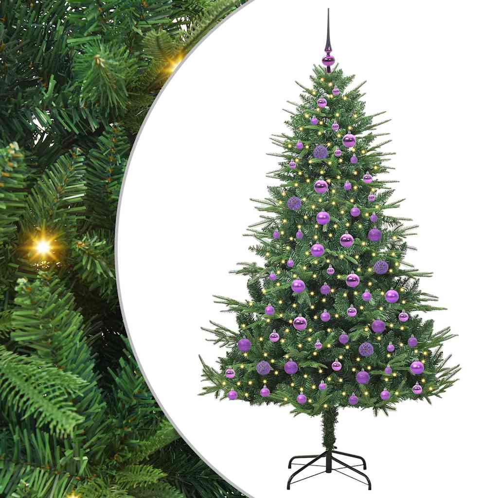 Sapin de Noël artificiel pré-éclairé avec set de boules Vert – Image 2