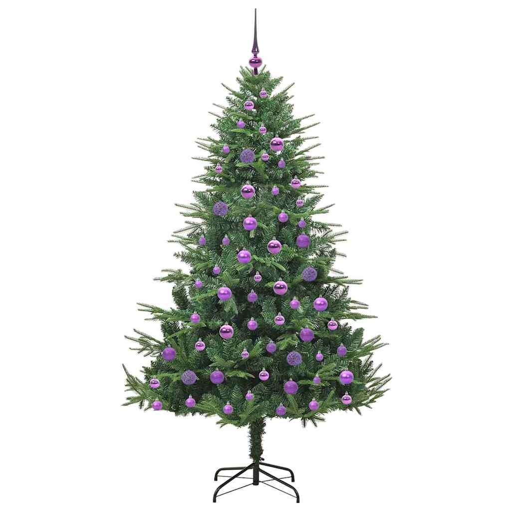 Sapin de Noël artificiel pré-éclairé avec set de boules Vert – Image 4
