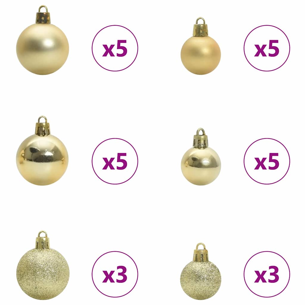 Sapin de Noël artificiel pré-éclairé avec set de boules Vert – Image 4