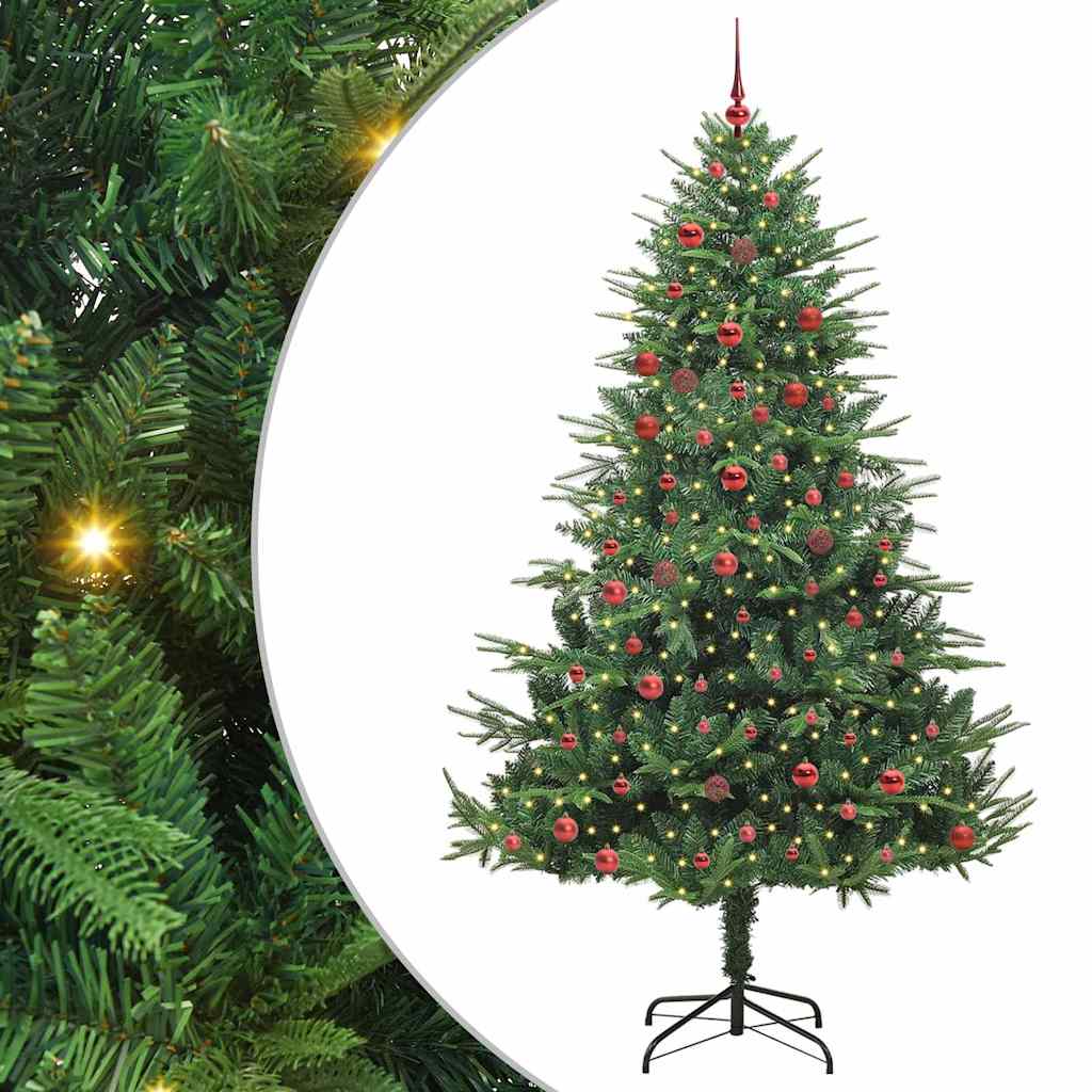 Sapin de Noël artificiel pré-éclairé avec set de boules Vert