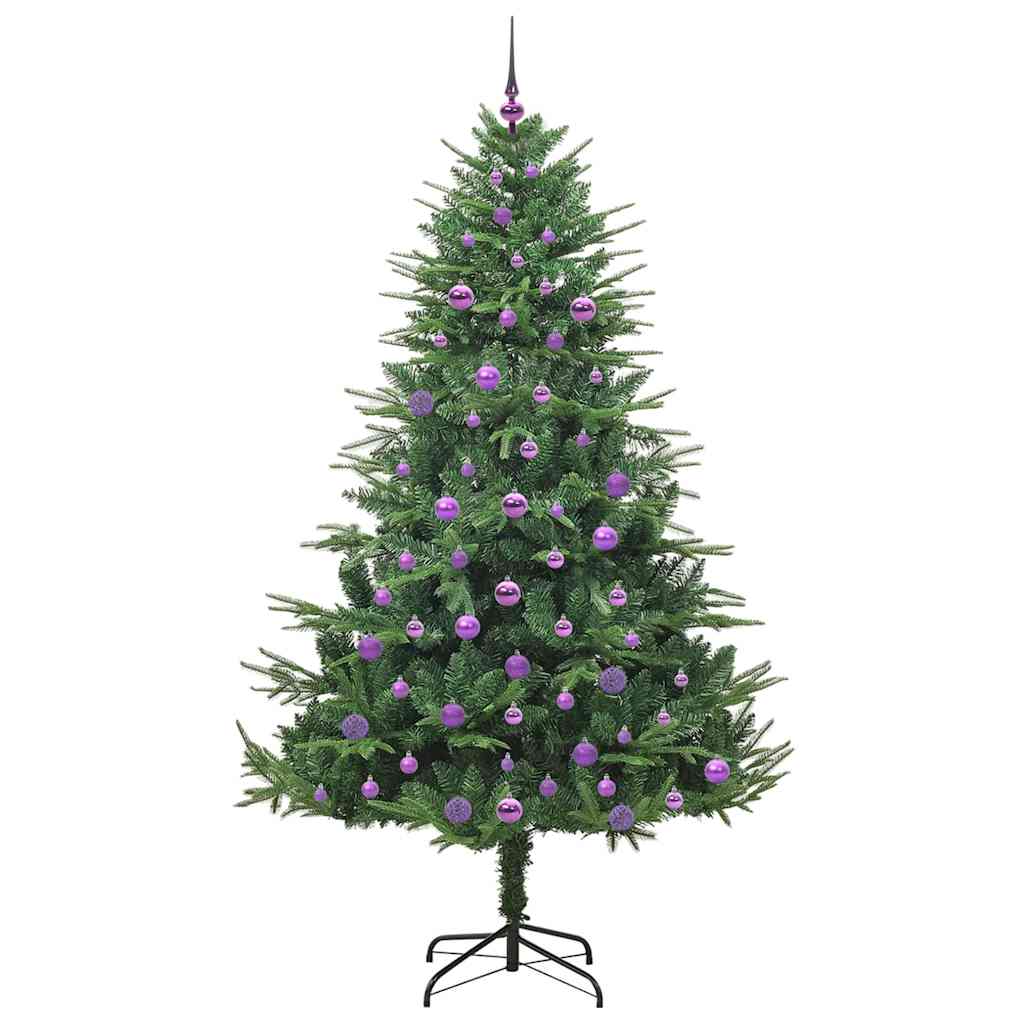 Sapin de Noël artificiel pré-éclairé avec set de boules Vert – Image 4